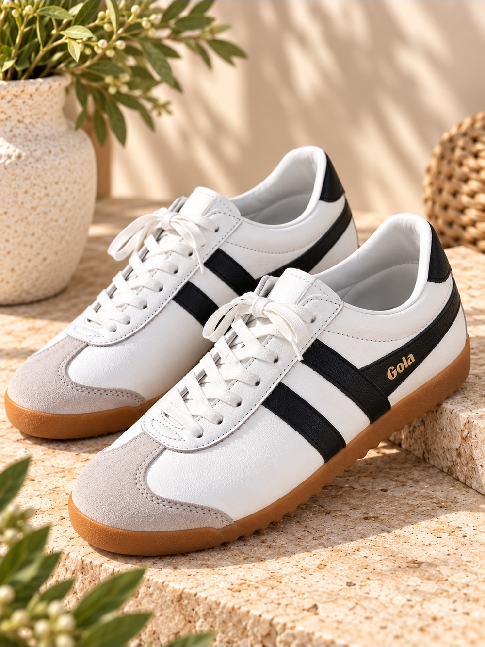 Gola Classics Bullet Leather Sneakers White Black Gum Women’s 7.5 old money #49